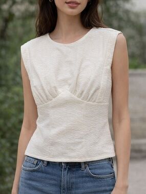 Express Cream Textured Sleeveless Top Womens Size XS
